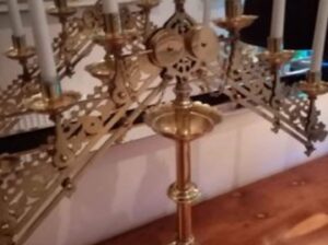 Antique solid brass benedictine church candelabra