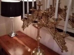 Antique solid brass benedictine church candelabra