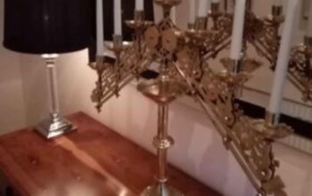 Antique solid brass benedictine church candelabra