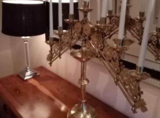 Antique solid brass benedictine church candelabra